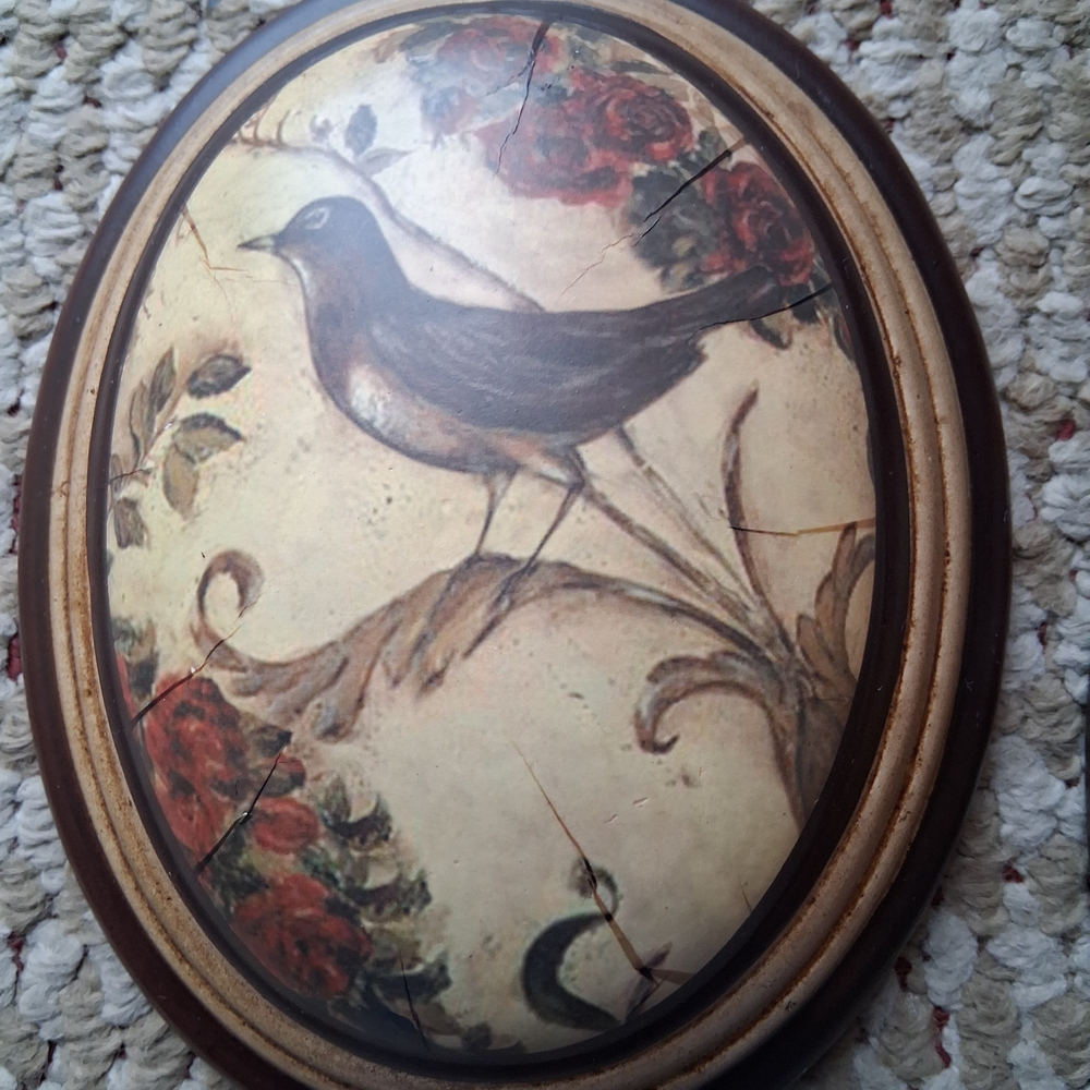 Vintage Bird Wall Art with Floral Design - Picture 3 of 3